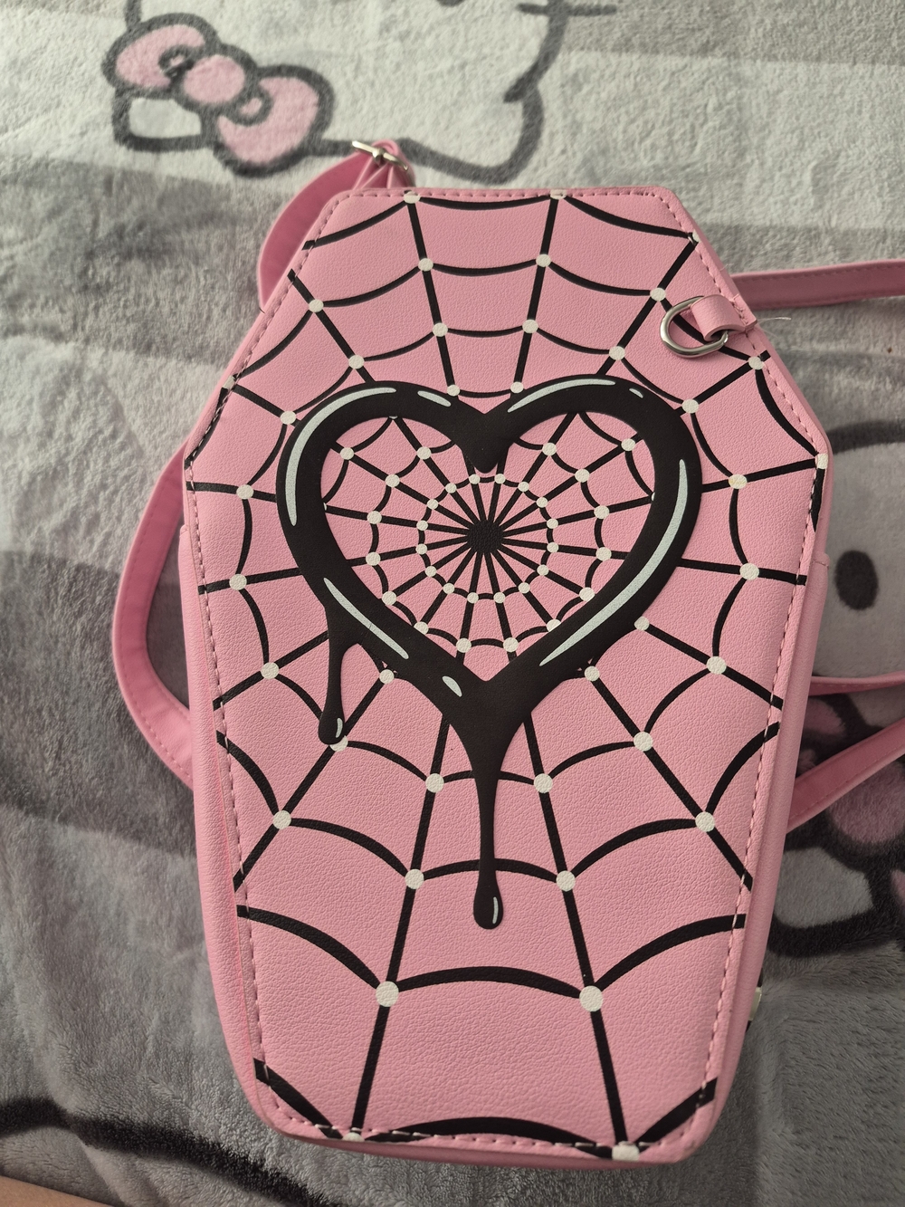 Monster High Pink Coffin Crossbody Bag with Dripping Heart Web Print